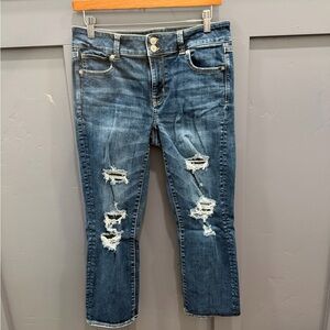 American Eagle Outfitters Ripped Blue Cropped Jeans